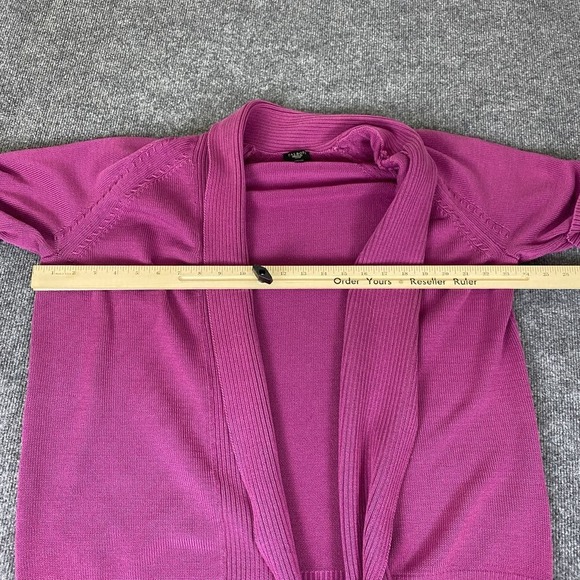 Talbots‎ Magenta Cardigan Sweater Plus Size 1X Short Sleeve Open Ribbed Knit - Picture 5 of 10
